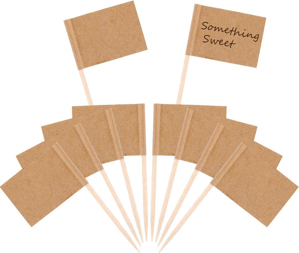 Pangda 100 Pieces Blank Toothpick Flags, Cheese Markers, Food Labels for Charcuterie Board Party Buffet