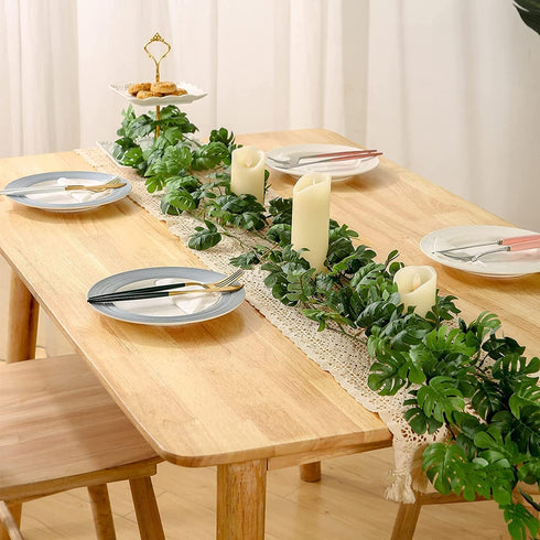 20 Lights,Summer Fielegen LED Monstera Leaf String Lights, Artificial Tropical Palm Leaves Greenery Vines