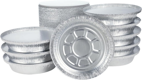 Premium 7-Inch Aluminum Round Foil Pans with Paper Lids, 60pcs Disposable for Roasting Baking