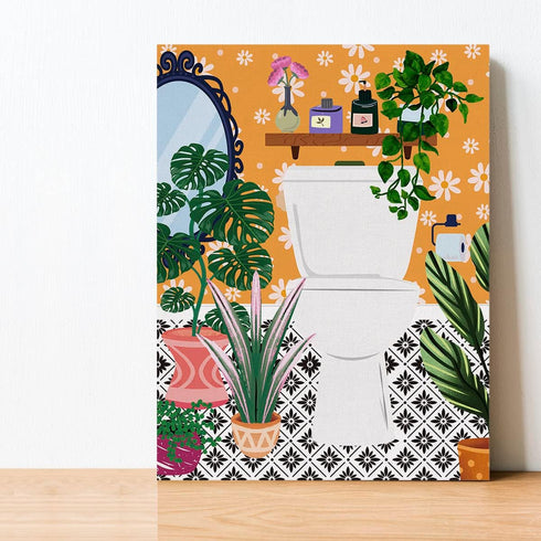 EVXID Botanical Bathroom Canvas Poster Painting Wall Art, Framed 12 x 15 Inch for Restroom Decor