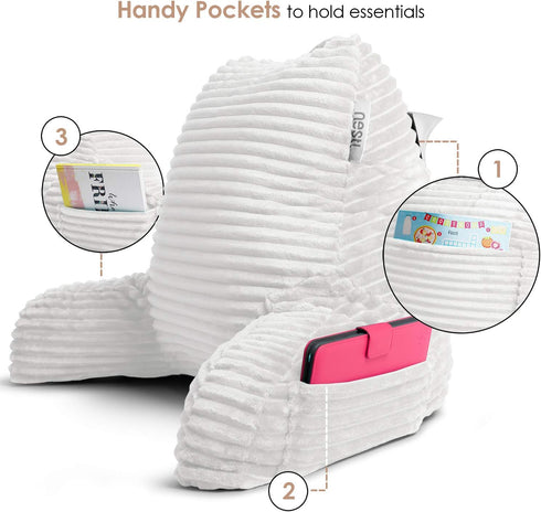 Nestl Reading Pillow with Shredded Memory Foam, Luxe Cut Plush Back Pillow for Sitting Up in Bed, Back and Arms