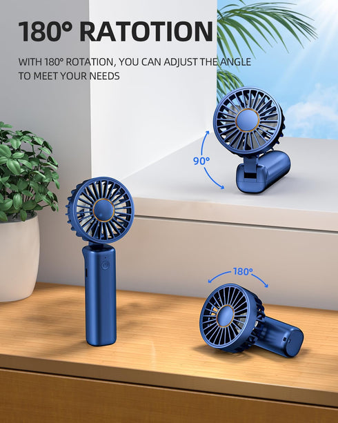 FrSara Portable Handheld Fan, Mini Desk Fan, 2000mAh Ultra-Long Battery Life, 3-Speed Adjustment