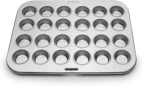 Fox Run Mini Muffin and Cupcake Pan, 10.5 x 13.75 x 1.5 inches, 24 Cup, Stainless Steel