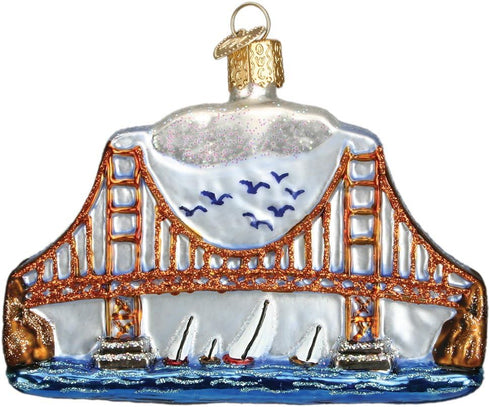 Old World Christmas Cities, Places and Landmarks Glass Blown Ornaments for Christmas Tree, Golden Gate
