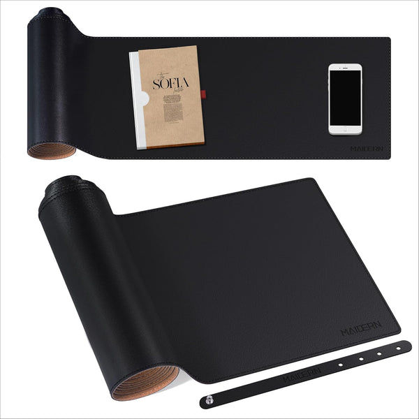 MAIDERN 63 x 7.9 Narrow Table Cover, Reversible Leather & Cork Console