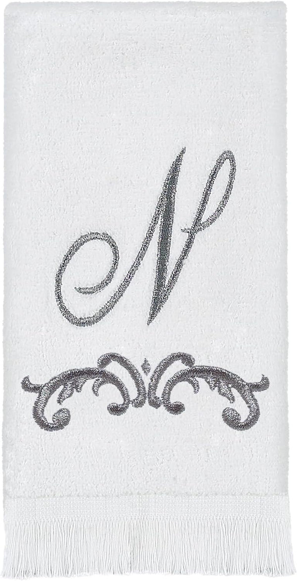 Avanti Linens Fingertip Towel, Soft Cotton, Scroll Design, Monogram Collection, Initial N