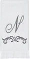 Avanti Linens Fingertip Towel, Soft Cotton, Scroll Design, Monogram Collection, Initial N