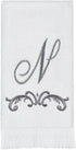 Avanti Linens Fingertip Towel, Soft Cotton, Scroll Design, Monogram Collection, Initial N