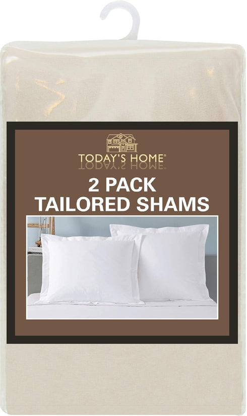 TODAY'S HOME 2-Pack Tailored Bed Pillow Shams, Cotton Blend Design, Standard, Ivory