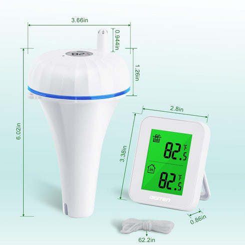 Swimming Upgraded Pool Thermometer,Waterproof Wireless Floating Thermometer with Indoor Temperature Monitor