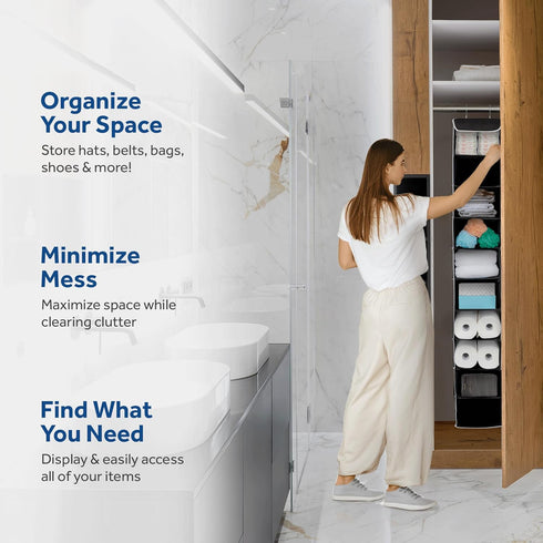 Closet 10-Shelf Closet ZOBER Hanging Organizer, - Hanging Storage Organizer Shelves for Clothes, Towels, Toys - College