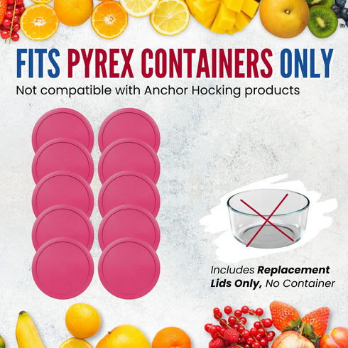Replacement Lid for Pyrex 7.5" (7 Cup) Storage Plastic Cover Bowl 7402-PC, Fuchsia (10-Pack)