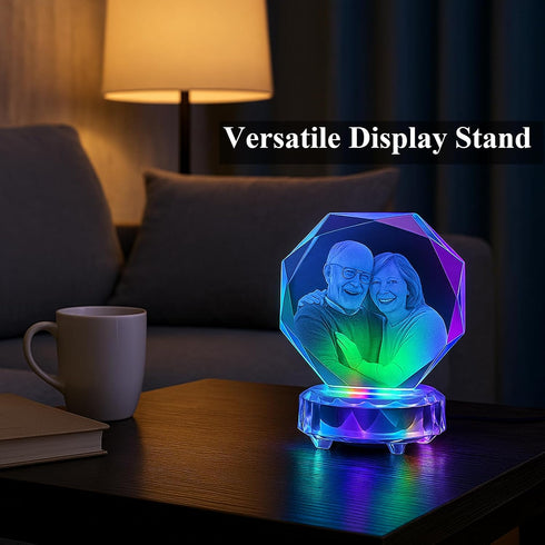 3D 3D Crystal LED Light Base for Glass Art, Multicolor Changing Pedestal Stand with AC Power, Lighted Base for Crystal