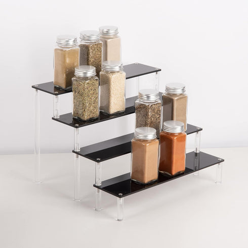 Display,4 Acrylic Stands for Tier Black Cupcakes Perfumes Figurines Display Stand Risers Shelf for Decoration