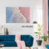 Pink Beach Canvas Wall Art, Abstract Blue Ocean Painting, Pink Blue Seascape Decor 16x24inch No Frame