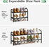 kiplant Closet, 2-Tier Closet Shoe Rack for Black Expandable Shoe Rack Metal Organizer, Heavy Duty Shoe Storage Shelf