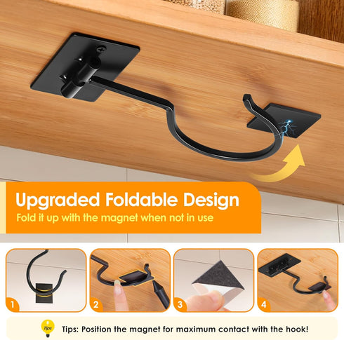 Counter Self Adhesive Banana Hook Under Cabinet Foldable Banana Hanger Black Metal Under Banana Hook to Keep Bananas