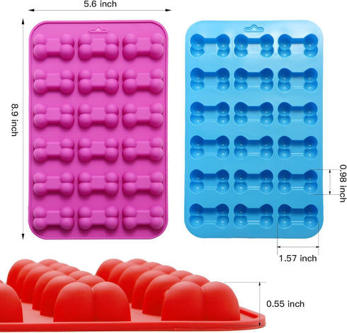 6PCS Silicone Molds Puppy Dog Paw and Bone, Non-Stick Chocolate Molds for Baking, Candy, Pudding, Jelly