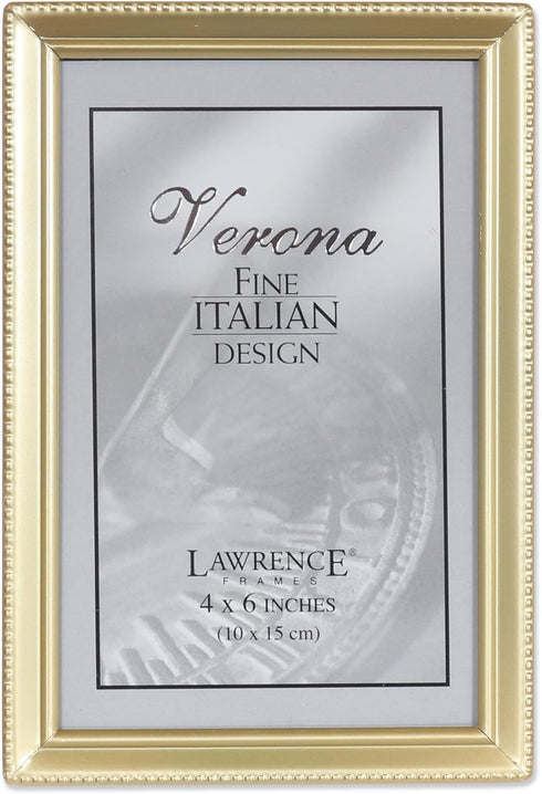 Lawrence 11446 Antique Brass 4x6 Picture Frame - Bead Border Design