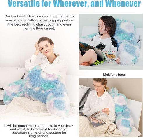 Hobed Life Cozy 30x17x17 Inch, Fur Backrest Pillow with Arms, Premium Filling, Great Back Support Reading Pillow