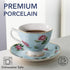 Set 4, 8 oz, Set BTaT- Floral Tea Cups and Saucers, of Fine Porcelain Teacup with Gold Trim for Afternoon Tea