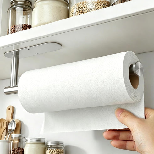 Paper Towel Holder Under Cabinet - Self Adhesive Paper Towel Roll Holder Wall Mount, Gewtur Stainless Steel Paper Towel