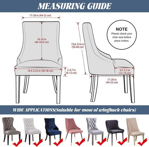 Wingback Side Chair Cover Slipcover Velvet Stretch Arm Chair Protector Accent Chair Cover Slipcover Washable