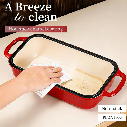 FUNKYLEE 2-in-1 8.5x4.5, Set 2, Enameled Cast Iron Bread Pan with Lid, Loaf Pan for Baking Bread Professional Sourdough