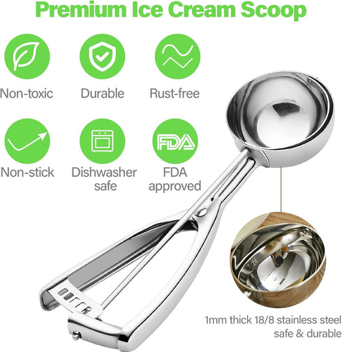 Medium Cookie Scoop for Baking - 2.8 Tablespoons/42 ml/1.4 oz Ball Cookie Dough Scoop, Spring-Loaded Stainless Steel