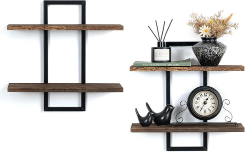Decorative Floating Shelves for Bedroom: 2-Tier Display Hanging Shelves Storage for Home