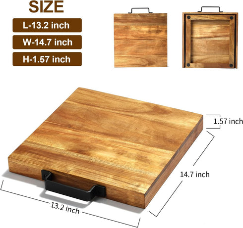 Natural Acacia Sliding Tray for Coffee Machine, Kitchen Appliance Slider Moving Caddy, Air Fryer Rolling Tray