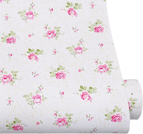 SimpleLife4U Pink Rose Furniture Protect Paper - Removable Shelf Liner for Kitchen Cabinet Dresser Drawer Covering