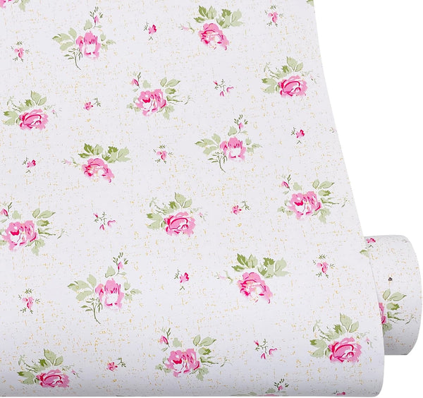 SimpleLife4U Pink Rose Furniture Protect Paper - Removable Shelf Liner for Kitchen Cabinet Dresser Drawer Covering