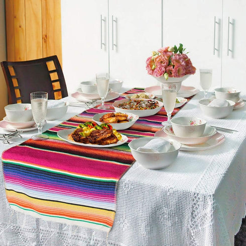 14 84 Inch Fowecelt Mexican Serape Table Runner x for Mexican Party Wedding Decorations Outdoor Picnics Dining Table