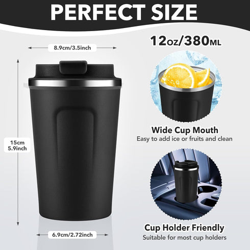 12 oz 8 Pack,Reusable Drinks(Assorted,8 Set) Volhoply Double Wall Insulated Vacuum Travel Coffee Mug with Flip Lid Bulk