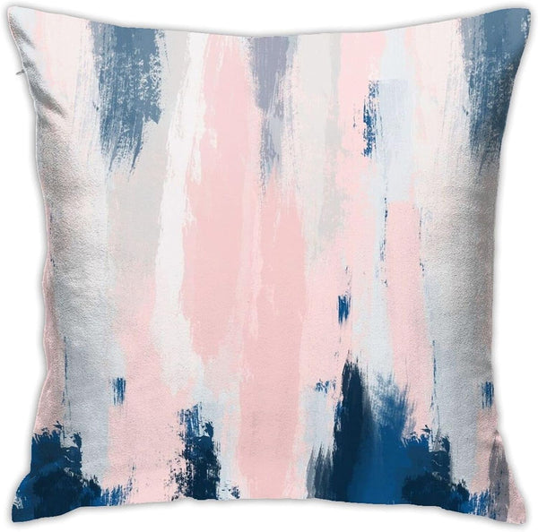 Nebra Abstract Blush and Blue Throw Pillow Covers, Cozy Square Pillowcases for Bed Couch Sofa Living Room Cushion Cover