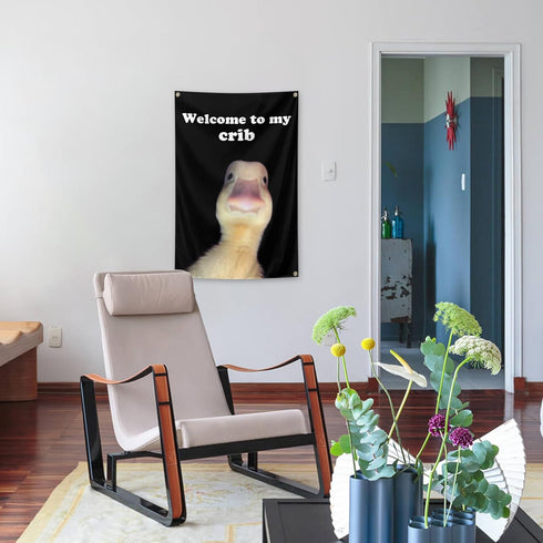 Generic 2x3 Grommets Welcome to My Crib Funny Flags - Ft Duck Decor Posters Flag with Brass for Room Decor, Man Cave