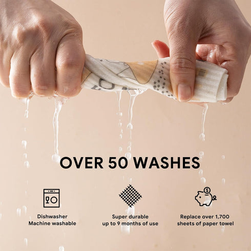 RECYCO Swedish Dishcloths for Kitchen, 6 Packs Washable Dish Rags, Cellulose Reusable Cleaning Paper Towels