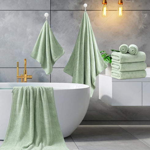 8-Piece Set,2 Sheet,2 4 Washcloths,600 Set,Highly Green Bath Towels Oversized Large Bath Towels Hand Towels and GSM