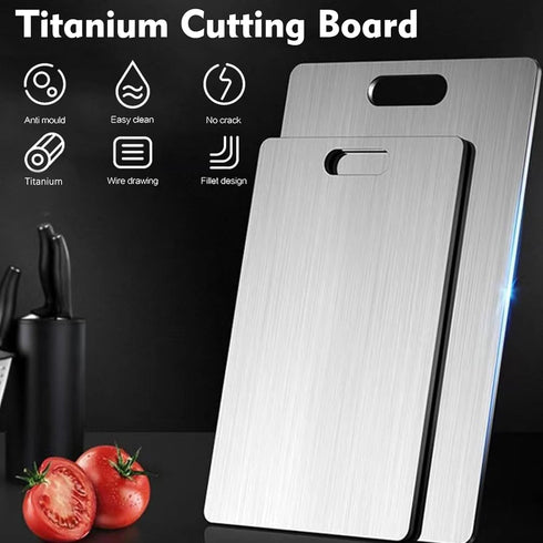 Megecy Set 2,100% 2p-M) Titanium Cutting Board of Pure Titanium Cutting Boards for Kitchen Double Sided,Hygiene Durable