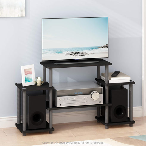 Furinno Tool-Free TV Stand for Entertainment, Black/Grey