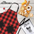 Chef Bib Apron - Red/Black, 32" x 28", 40" Long Ties, Adjustable Neck Strap, 2 Pockets, Christmas Gift for Men Women