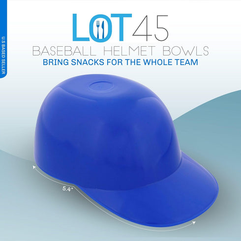 Lot45 Mini Baseball Helmet Ice Cream Snack Bowls - 12pc 8oz Blue Baseball Snacks Mini Dessert Cups for Party and Games by Lot45