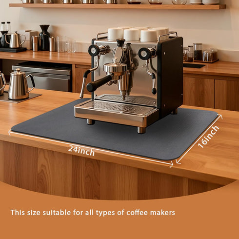 SeekOasis 24x16 Inch, Counter, Countertops, Coffee Mat Dark Gray Coffee Table Mat, Absorbent Hide Stain Rubber Backed