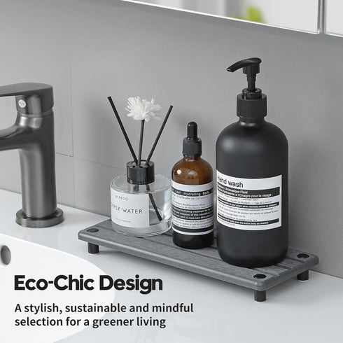 Instant Dry Sink Caddy Kitchen Sink Organizer, Quick Drying Stone Tray for Bathroom Countertop, Gray