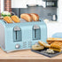 OVENTE 4-Slice Toaster with Extra Wide Slots, 6-Shade Browning Setting, 1400W Countertop Toaster, Light Blue TS4410LBL