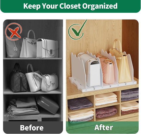Closet, SPACEKEEPER Shelf Divider for Adjustable Purse Organizers Handbag Separators Storage Organizer Bookshelf