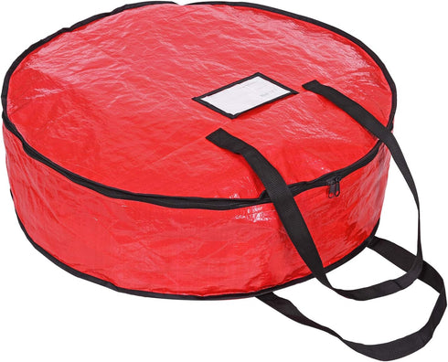 ProPik Christmas Wreath Storage Bag 24" - Heavy Duty Container with Tear Resistant Material, 24” X 8” (Red)