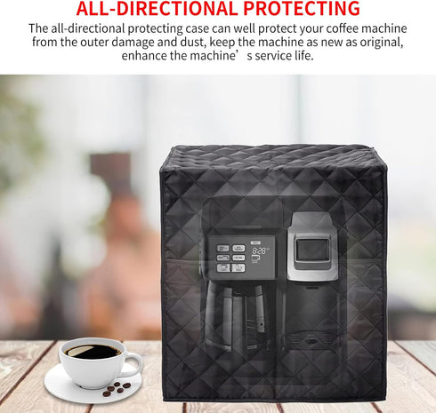 AOZBZ Coffee Maker Cover, Waterproof Cotton Cloth Dust Cover with 2 Storage Bags, Washable, Black