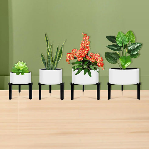 5"-10" 1 Pack) Three Legs Adjustable Metal Plant Stand for Plant Pot Indoor & Outdoor (Black